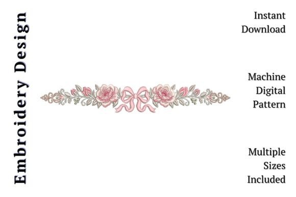 Floral Bow Border: Elegant & Versatile Embroidery