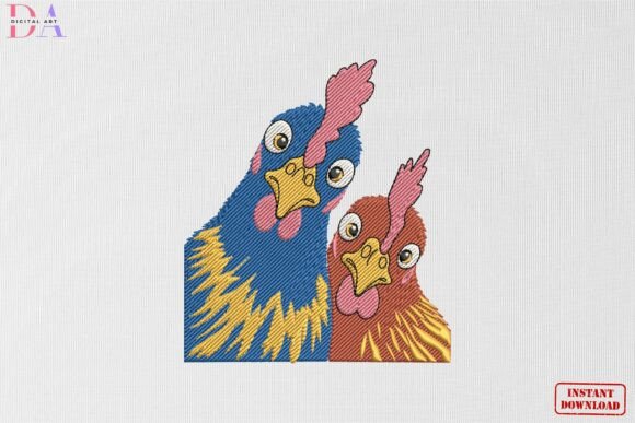Funny Chicken Friends Faces: A Playful Farmhouse Embroidery Gem